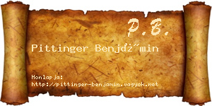Pittinger Benjámin névjegykártya
